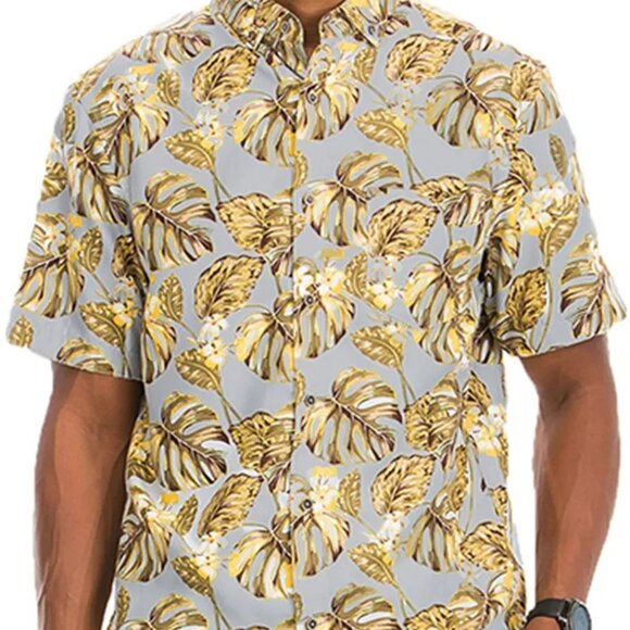 ✨NWT WEIV Men's Full Size Hawaiian Print Button Down Shirt Plus Size - Picture 2 of 3